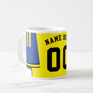 Mug Jersey de Football Personnalisable, Bleu & Jau