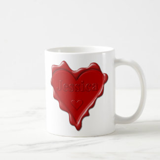 Mug Jessica. Joint rouge de cire de coeur avec Jessica