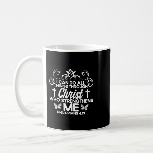 Mug Jésus Bible chrétienne Verse Philippiens 413 Fleur (Gauche)