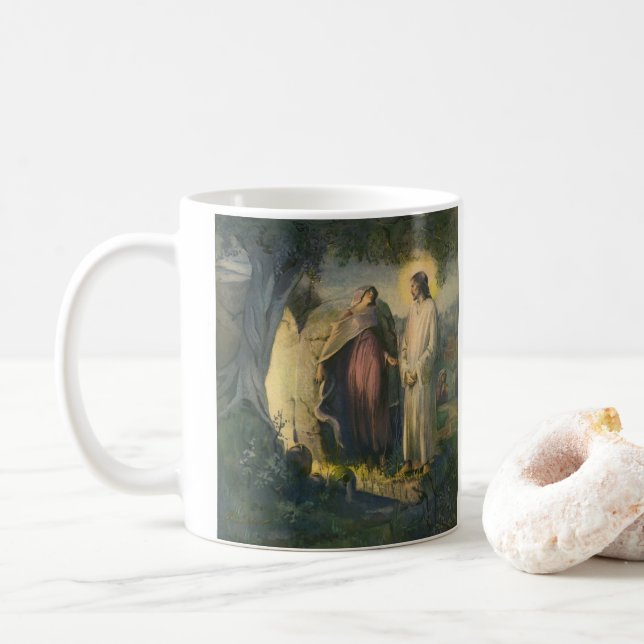Mug Jésus Christ ressuscité par la tombe par ML Greer (Avec donut)