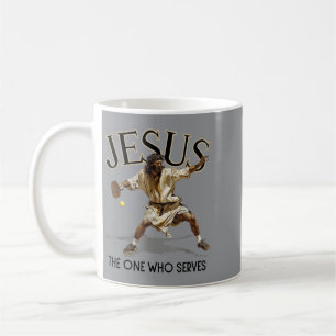 Mug Jésus de pickleball drôle Celui qui sert