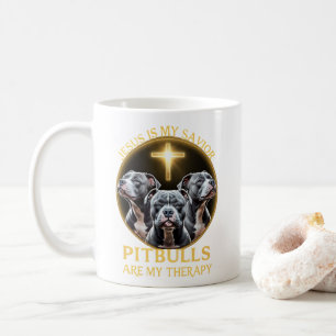 Mug Jésus Est Mon Sauveur Les Pitbulles Sont Ma Thérap