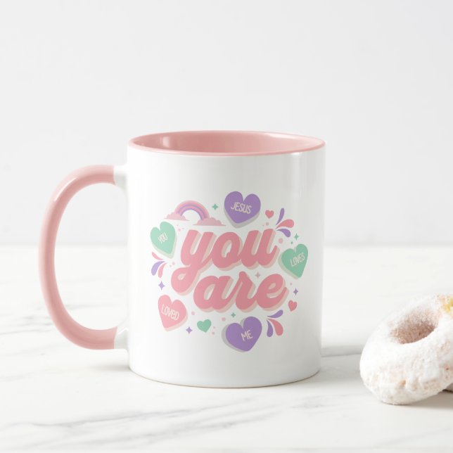 Mug Jesus Loves You heart rainbow  (Avec donut)