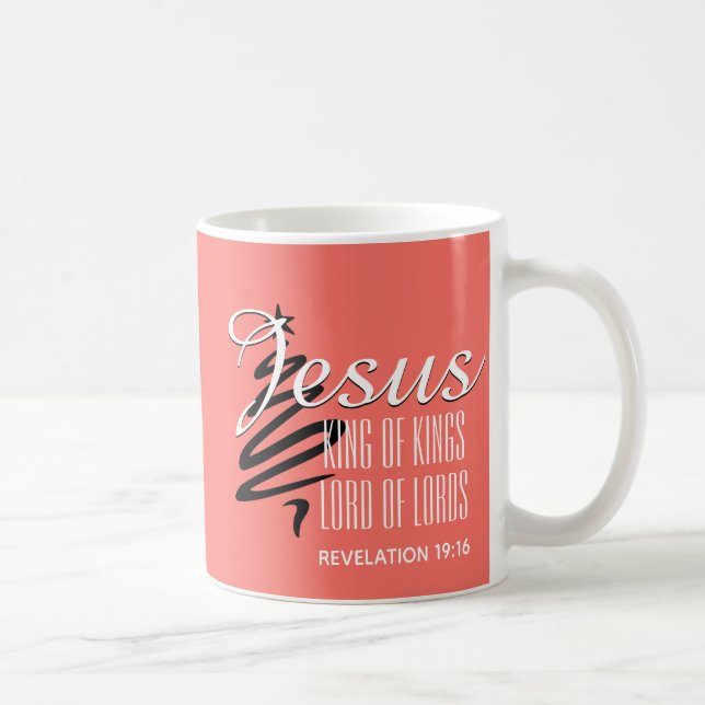 Mug JÉSUS ROI DES ROIS Corail Noël (Droite)