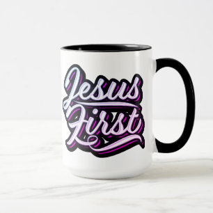 Mug Jésus rose et pourpre d'abord