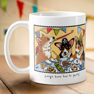 Mug Jeu d'Anniversaire Corgi Dog de texte personnalisé