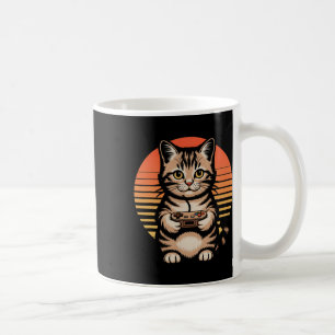 Mug Jeu de chat de joueur de coucher de soleil rétro K