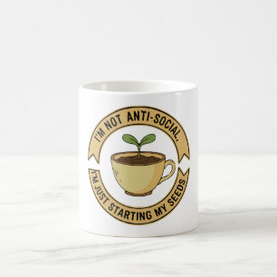 Mug Jeu de mots drôle d'un introverti jardinier - Je n