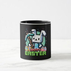 Mug Jeu de pixels de lapin de Pâques heureux 