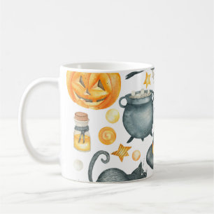 Mug Jeu d'Halloween : chauve-souris, chat noir, araign