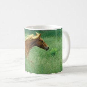 Mug Jeune étalon court à travers la prairie