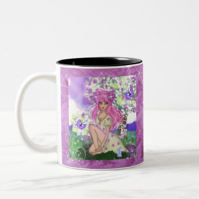 Mug Jeune fille assise avec PurplelPapillons (Gauche)