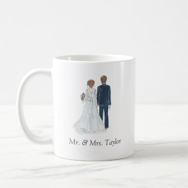 Mug Jeune mariée d'aquarelle et M. marié Mme Tea de (Gauche)
