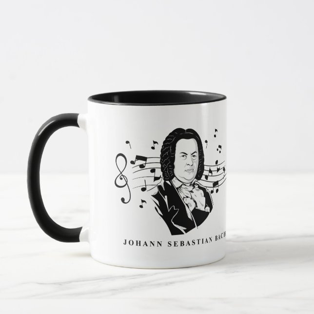Mug Johann Sebastian Bach Portrait et buste avec notes (Gauche)