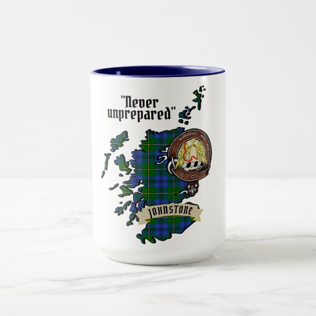 Mug Johnstone Clan Badge & Tartan Carte de l'Écosse (Centre)