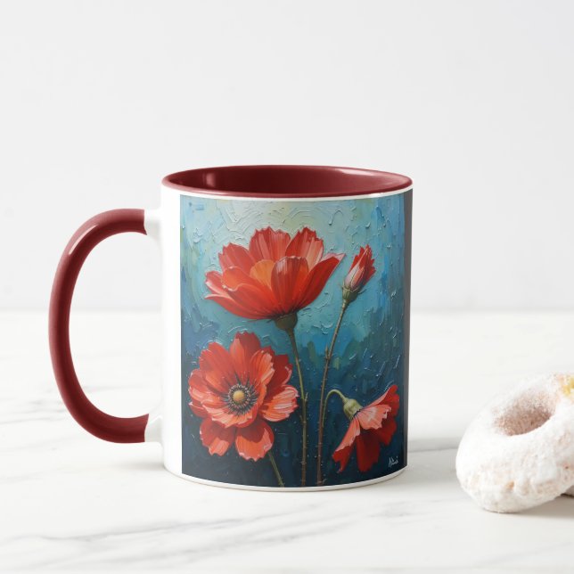 Mug Joie aux fleurs rouges (Avec donut)