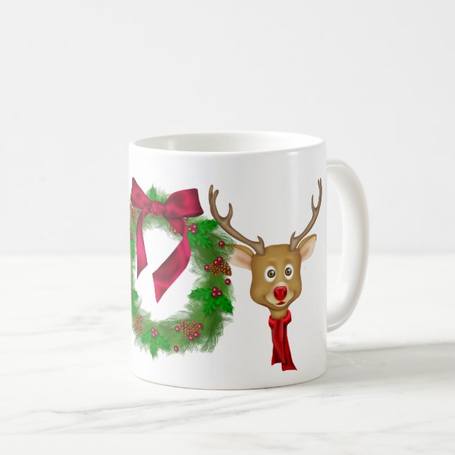 Mug JOIE de Noël couronne et rennes (Devant droit)