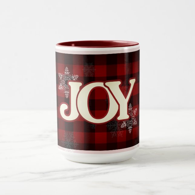 Mug JOIE de Noël Elégant buffle rouge plaid (Centre)