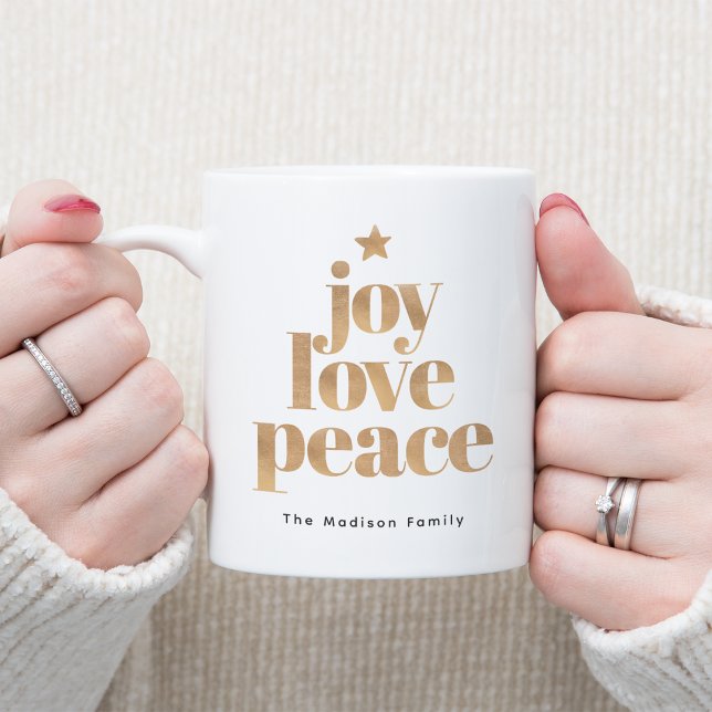 Mug Joie Élégante, Amour, Paix Or Noël (Créateur téléchargé)
