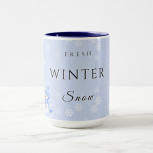 Mug Joie fraîche d'hiver avec neige et bonhomme de nei