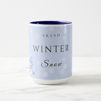 Mug Joie fraîche d'hiver avec neige et bonhomme de nei