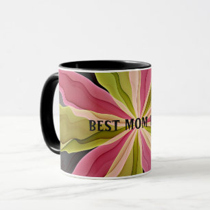 Mug Joie, Rose Vert Anthracite Fleur Fractal Meilleure