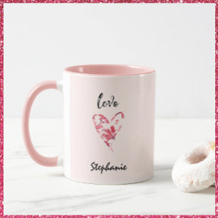 Mug Joli amour rose coeur floral