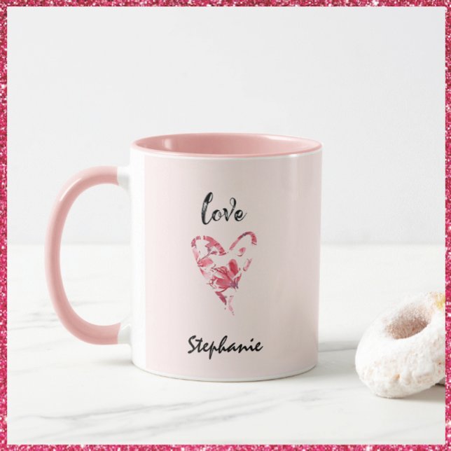 Mug Joli amour rose coeur floral (Créateur téléchargé)