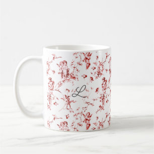 Mug Joli Angels Vintages Cupid Toile Florale Rouge