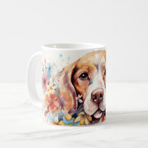 Joli Aquarelle Fleurs Chien
