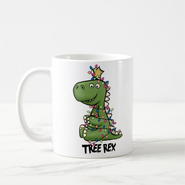 Mug Joli arbre vert Rex Dino Joyeux Noël (Gauche)