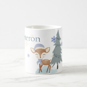 Mug Joli bébé cerf d'hiver garçon Faon Nom personnalis