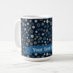 Mug Joli Blue Orange White Snowflakes scandinave