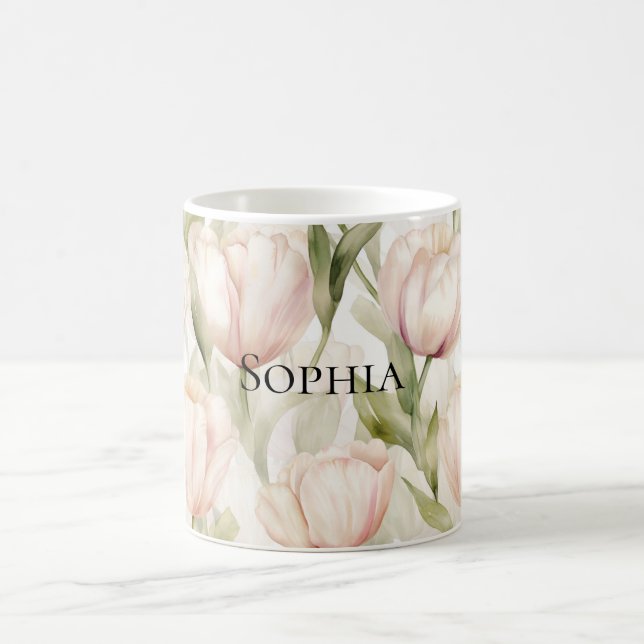 Mug Joli Blush Crème rose Tulips Floral (Centre)