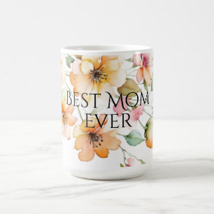 Mug Joli Boho Orange Rose Aquarelle Fleur sauvage Mama