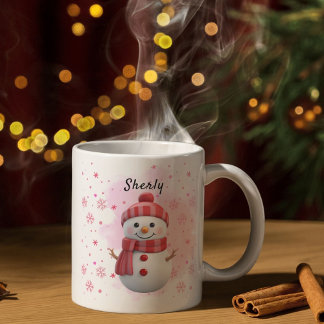 Mug Joli bonhomme de neige Noël nom personnalisé