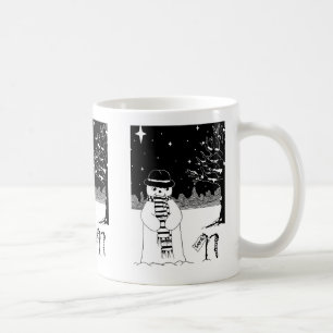 Mug joli bonhomme de neige souriant scène de neige po