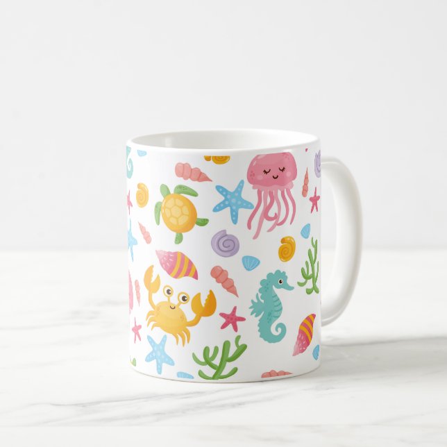Mug Joli Cartoon Ocean Sea Seashell, Starfish été (Devant droit)