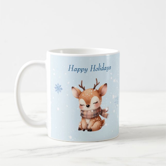 Mug Joli cerf caricaturé en neige (Gauche)