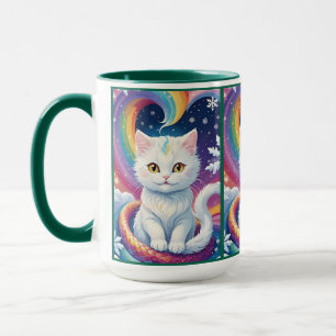 Mug Joli Chat de Noël Blanc en Neige