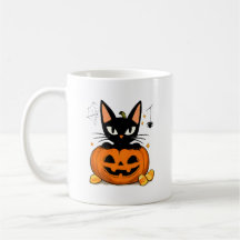Joli Chat Noir Dans Citrouille Halloween