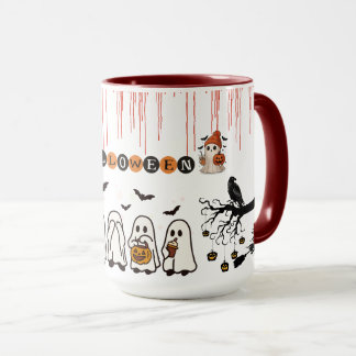 Mug Joli chat noir et citrouille d'Halloween, saison e