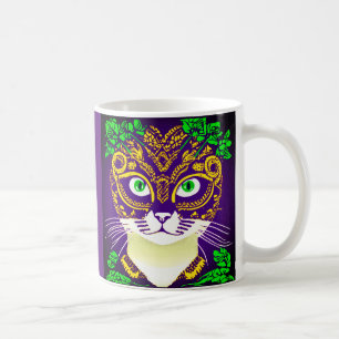 Mug Joli Chat Portant un Masque de Mardi Gras