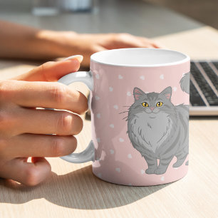 Mug Joli Chat Tigré Gris aux Longs Poils Maman Personn