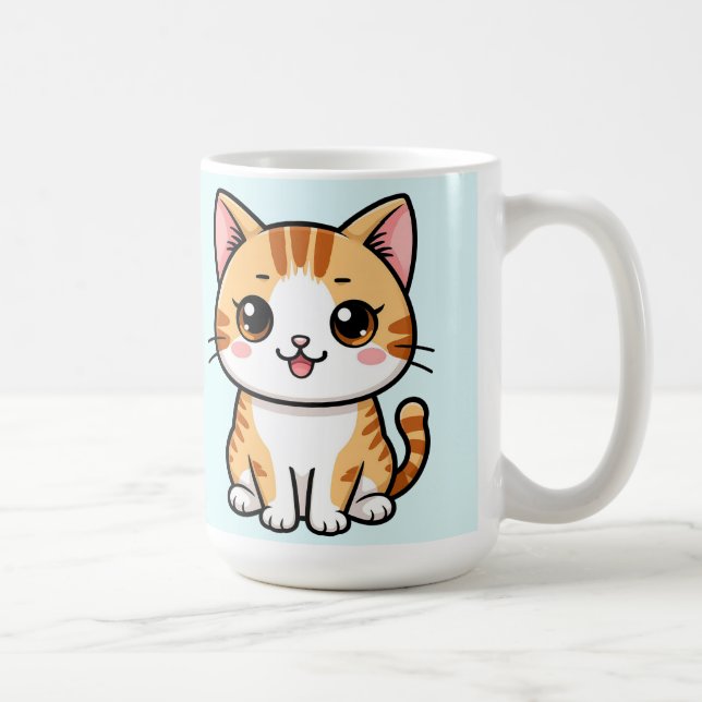 Mug Joli Chat Tigré Orange de Dessin Animé (Droite)