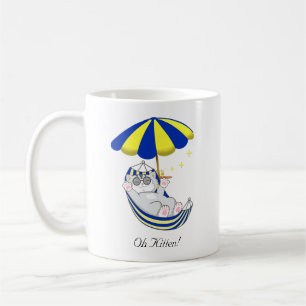 Mug Joli Chaton dans un Hamac Bleu et Jaune