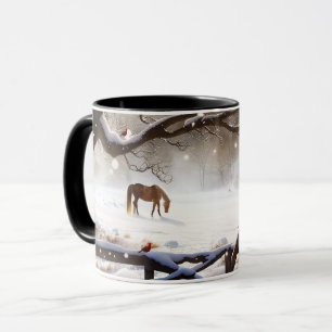 Mug Joli Cheval de Noël dans la neige