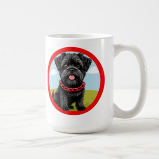 Mug Joli chien noir avec collier rouge dans le style c