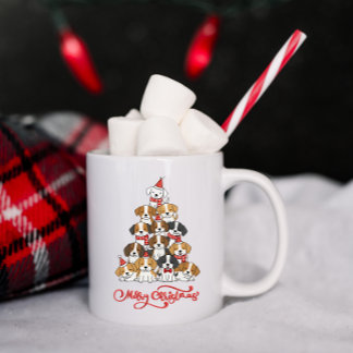 Mug Joli chiot arbre de Noël empilé