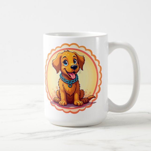 Mug Joli Chiot De Carton Avec Col Bleu (Droite)